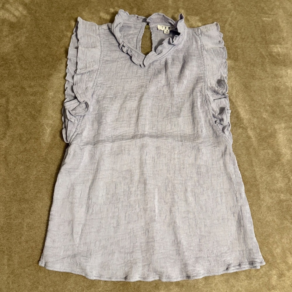 THML Lavender Purple Crinkle Ruffle Sleeveless Top Womens Medium